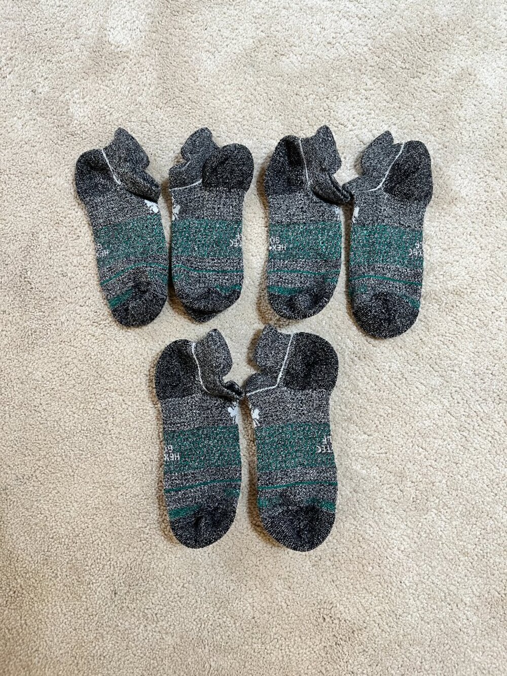 New 3 Pairs Bombas Merino Wool Hex Tec Golf Ankle Socks Med Green Grey Cushion